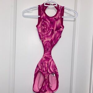 Kids pink flower dancer bodysuit